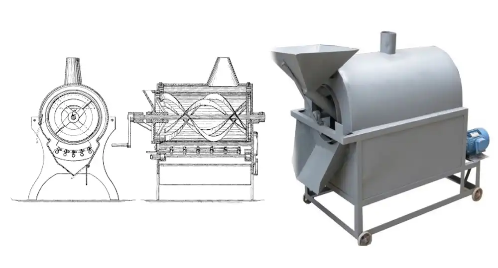 Drum roasting machine structure
