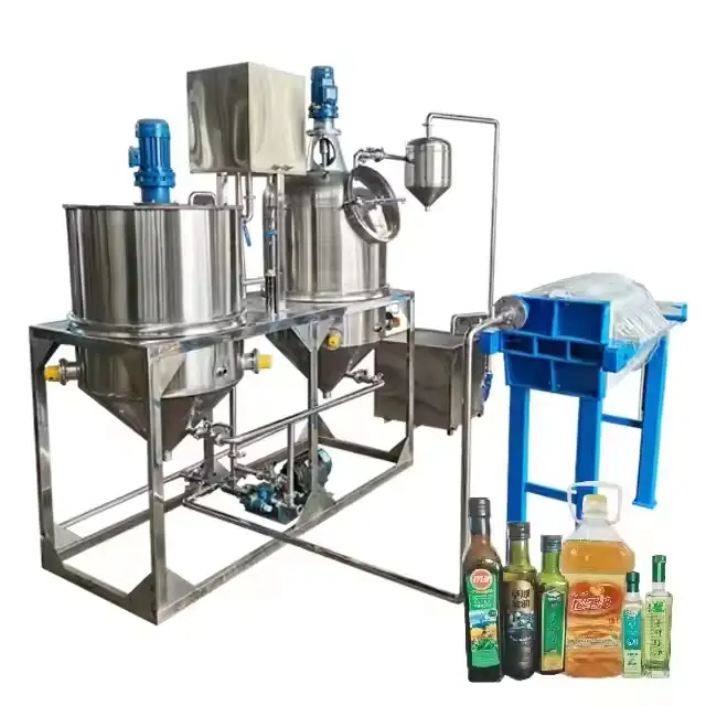 Customized refinery equipment for edible oil manufacturers: Small-scale agitated hydration dephosphorization drum + vacuum decolorization tank + plate and frame filter press