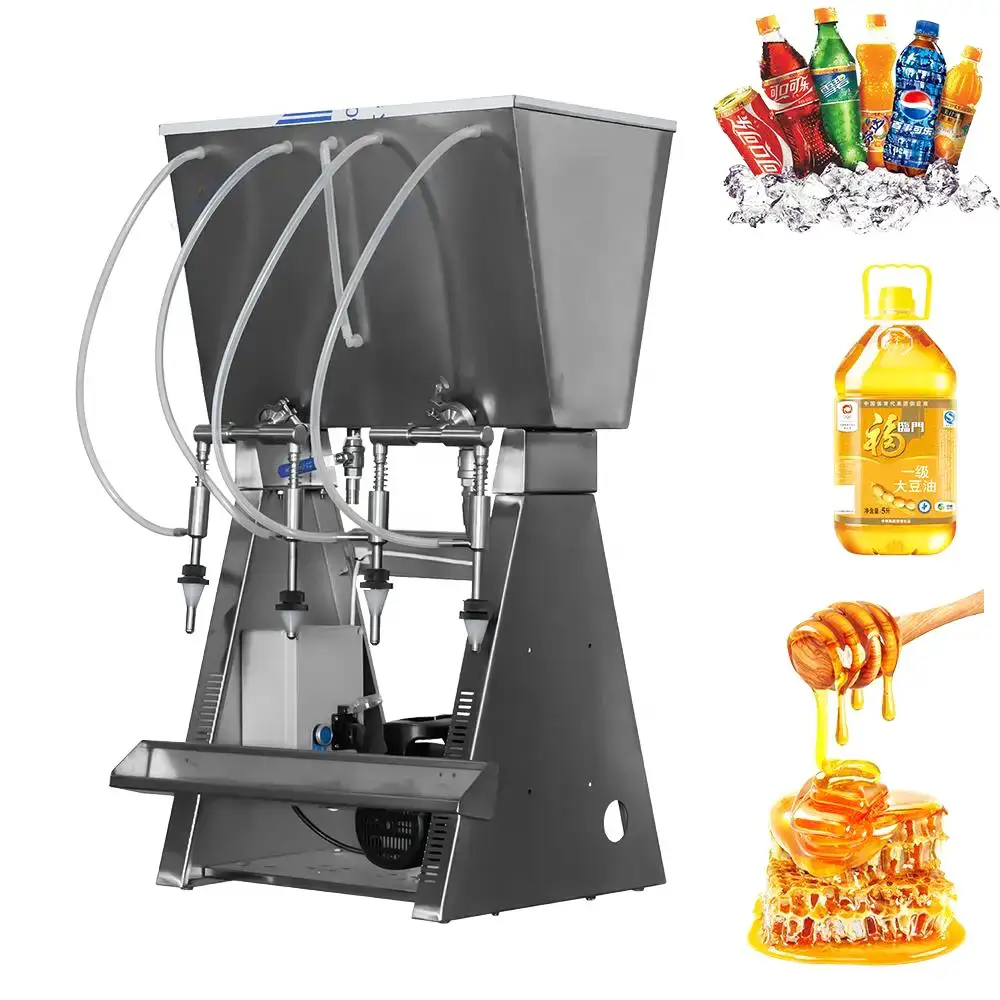 Semi-automatic horizontal pneumatic gravity liquid filling machine with multiple heads 1