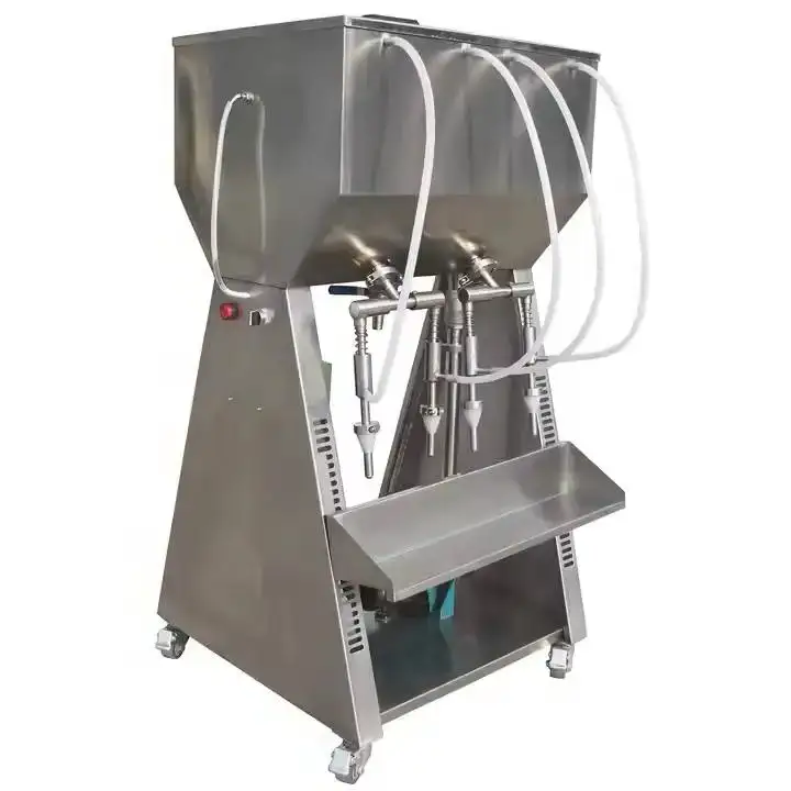 Semi-automatic horizontal pneumatic gravity liquid filling machine with multiple heads - الصورة 3
