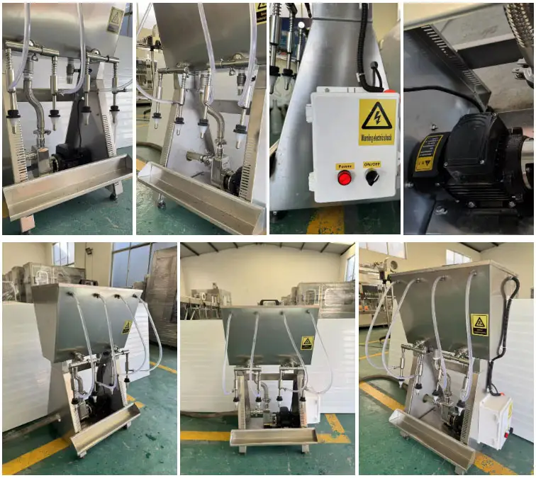 Semi-automatic horizontal pneumatic gravity liquid filling machine with multiple heads Details 1