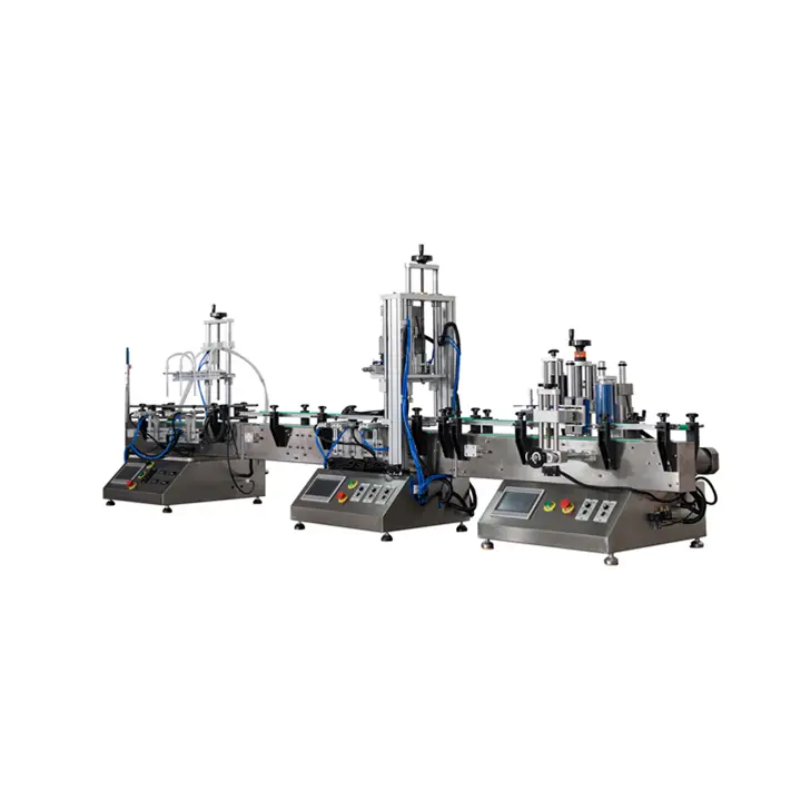 Commercial simple small automatic tabletop quantitative liquid paste filling machine + capping machine + labeling machine 2