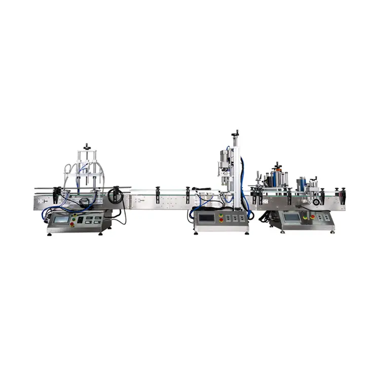 Commercial simple small automatic tabletop quantitative liquid paste filling machine + capping machine + labeling machine 3