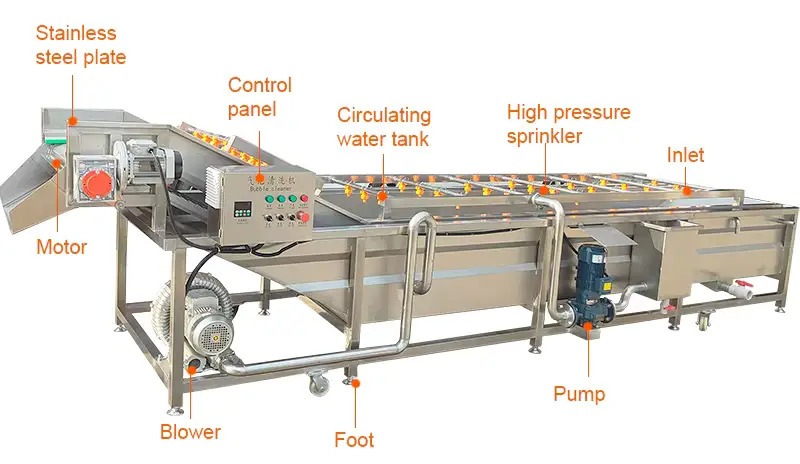 Highly efficient commercial ozone fruit and vegetable bubble washer conveyor belt Details (3)