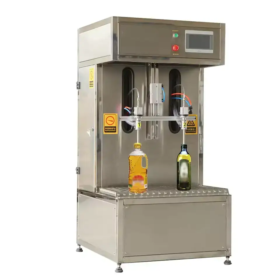 Semi-automatic 2-head gear pump PLC flow meter piston filling machine 1