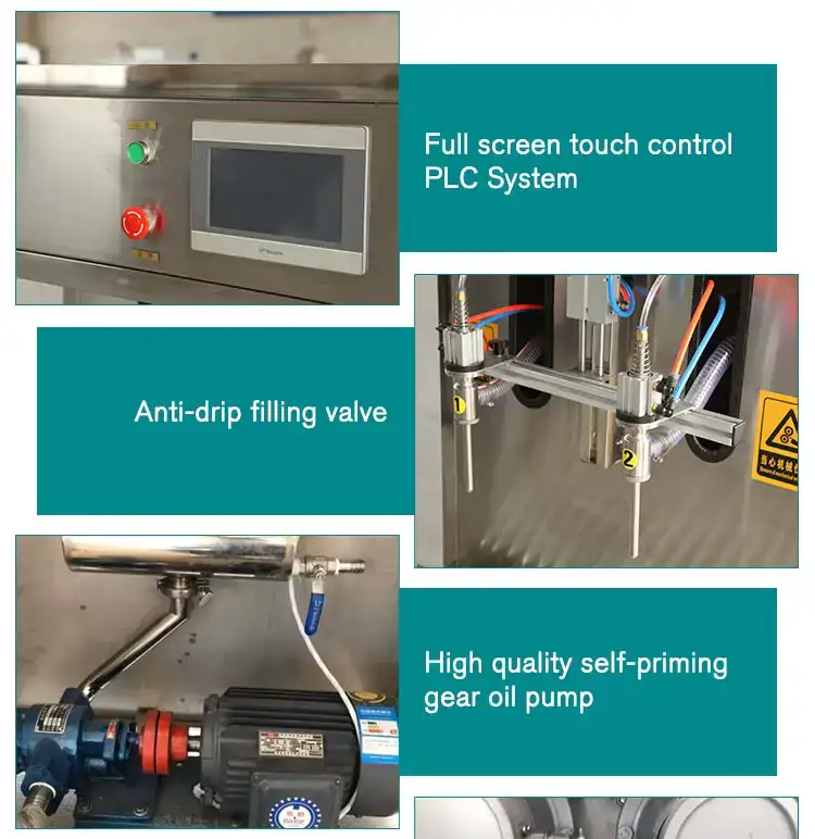 Semi-automatic 2-head gear pump PLC flow meter piston filling machine Details 2
