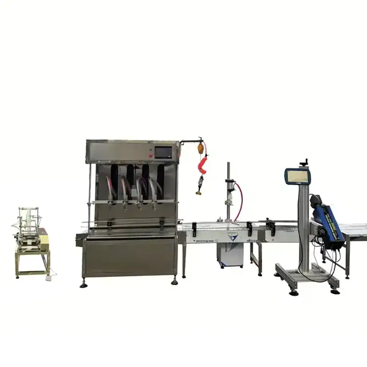 Semi-automatic 4-head gear pump PLC flow meter piston filling machine (1)