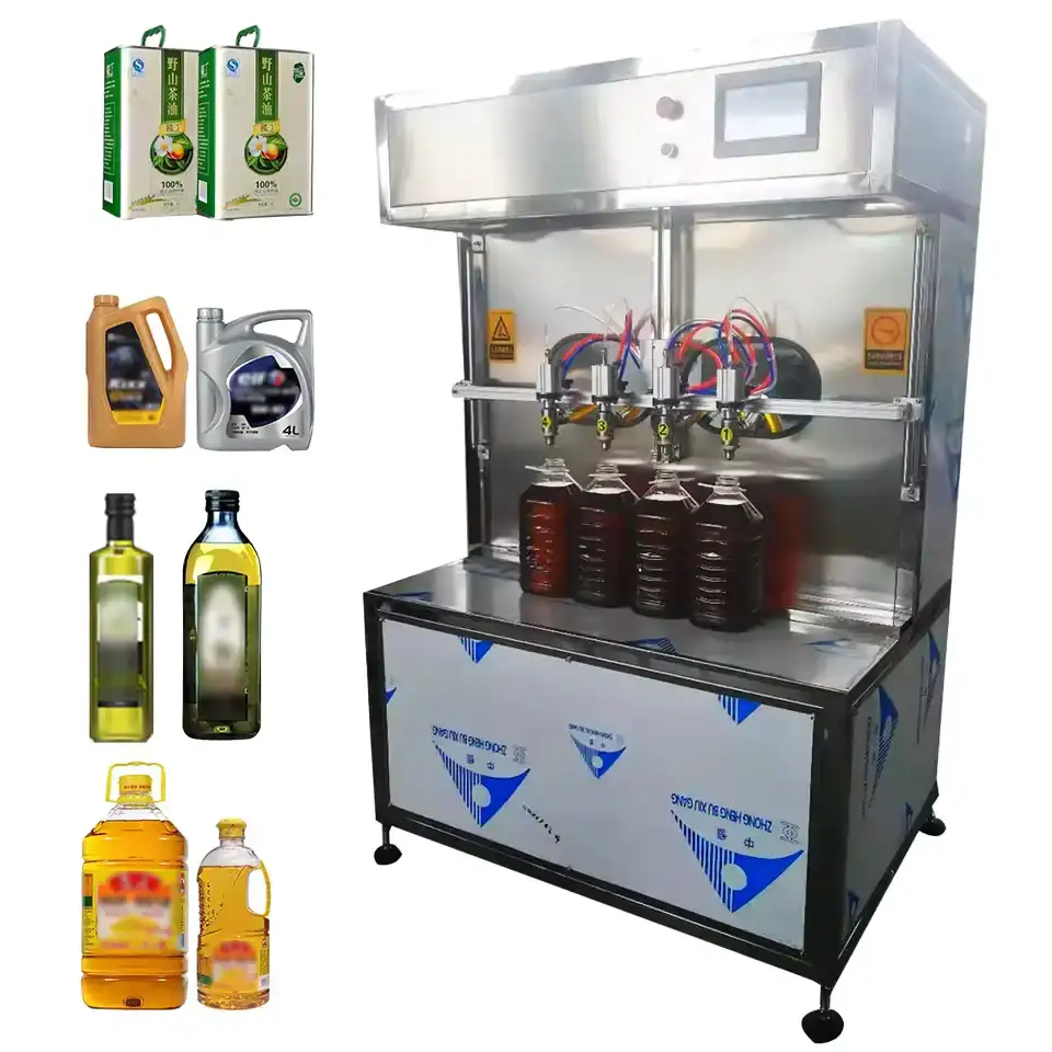 Semi-automatic 4-head gear pump PLC flow meter piston filling machine (2)