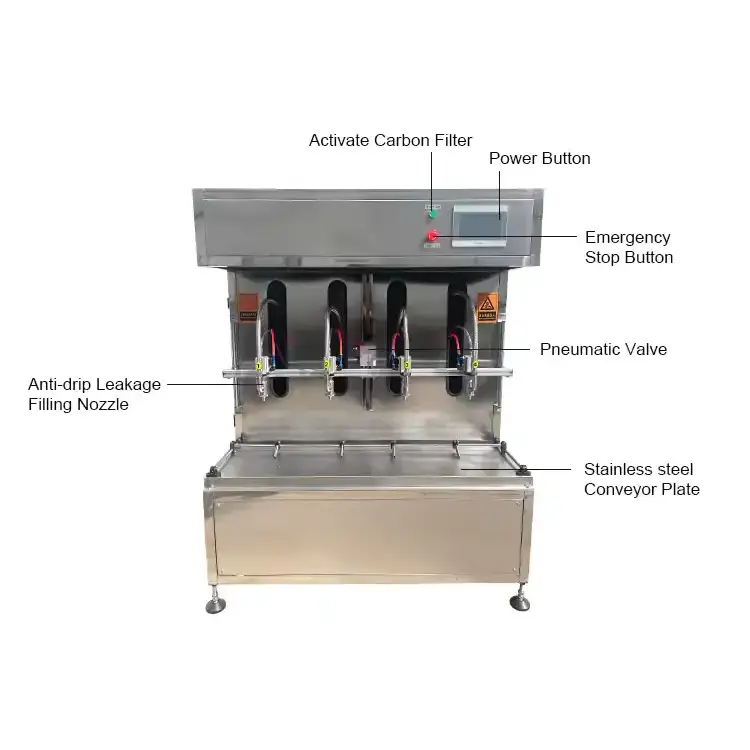 Semi-automatic 4-head gear pump PLC flow meter piston filling machine (4)