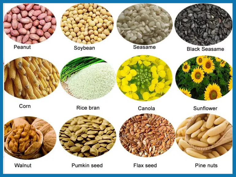 Types of oilseed crops that can be pressed
